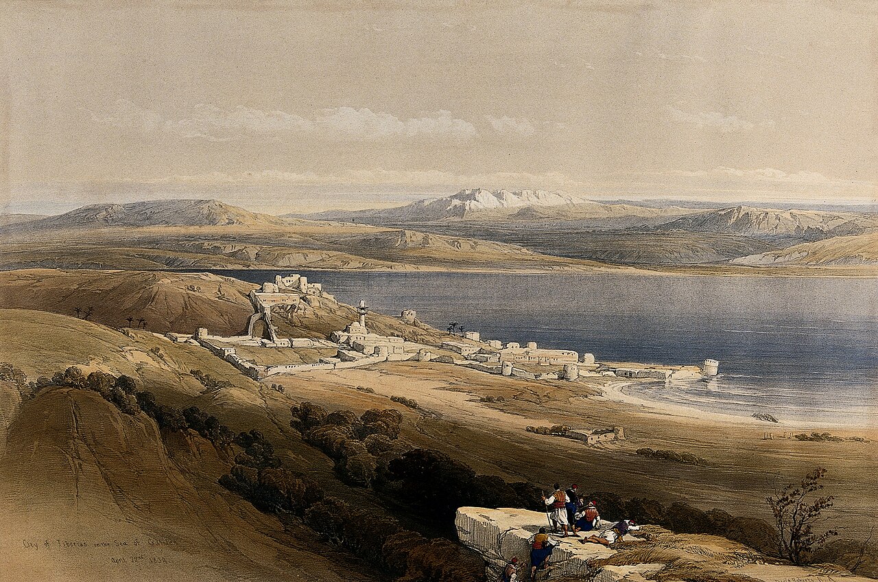 Tiberias, with lake Galilee. Coloured lithograph by Wellcome V0049415.jpg