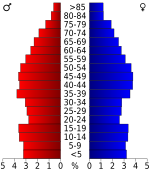 Age pyramid Carroll County USA Carroll County, Arkansas age pyramid.svg