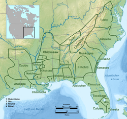 Location of Indian tribes and confederations in the southeast c. 1700. USA Sudosten-Yamasee.png