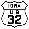 Marcador de escudo US 32 Iowa 1926