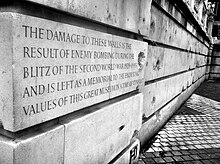 Bomb damage on the exhibition road facade