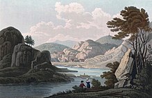 la lago en desegnaĵo de 1800