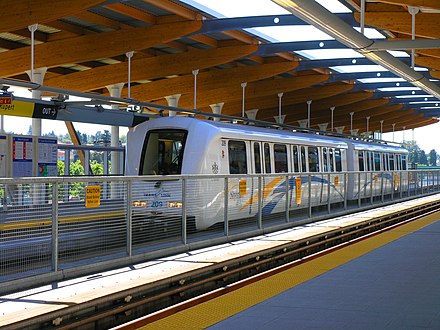 The driverless Skytrain at Rupert station