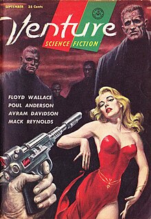 The cover of the September 1957 issue of Venture Science Fiction, in which Sturgeon first published "90% of everything is crud." Venture Science Fiction Magazine Volume 1 Issue 5 September 1957.jpg