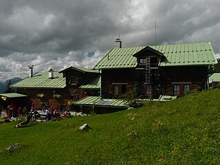 Vorderkaiserfelden Hut building in Tyrol, Austria