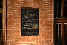 Plaque at the main railway station commemorating deportations of Poles from Opole to concentration camps in 1939