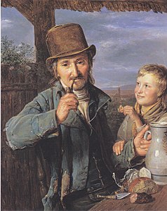 The day laborer with his son label QS:Len,"The day laborer with his son" label QS:Lpl,"Robotnik dzienny z synem" label QS:Lde,"Der Taglöhner mit seinem Sohn" 1823