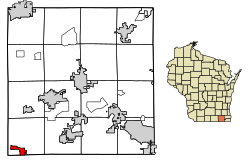Location of Sharon in Walworth County, Wisconsin.
