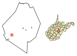 Location of Cowen in Webster County, West Virginia.