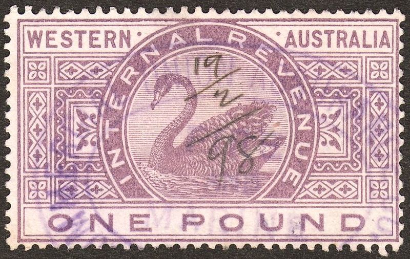 File:Western Australia 1898 Internal Revenue £1 Swan stamp.jpg