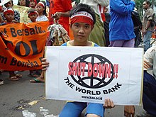 A young World Bank protester in Jakarta, Indonesia Worldbank protest jakarta.jpg