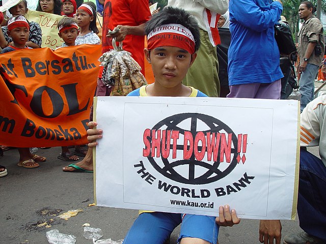 A young World Bank protester in Jakarta, Indonesia