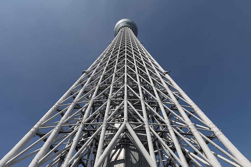 File:Worm's-eye view of Tokyo Skytree with vertical symmetry impression, a sunny day, in Japan.jpg