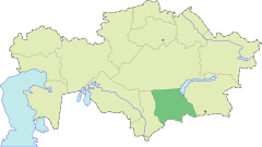 Жамбылская вобласьць на мапе