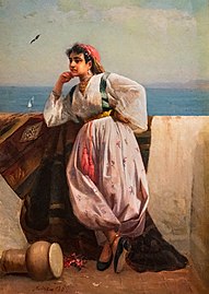 Jeune orientale sur une terrasse à Alger.