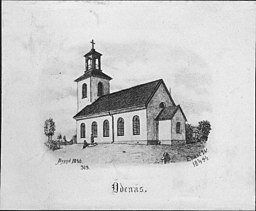 Kyrkan på teckning från 1894.