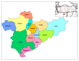 Karta provincija Regije Centralna Anadolija