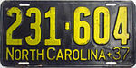 1937 North Carolina Nummernschild.JPG