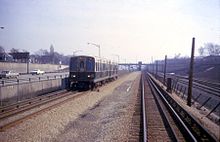 A CTA train heads towards the Austin station in 1968 (then known as the Congress Branch instead of the Blue Line)