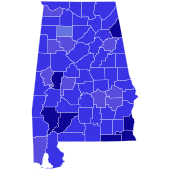 Карта результатов выборов в Сенат США 1974 года в Алабаме, составленная county.svg