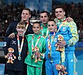 Victory ceremony (from left to right): Noa Yakar and Yonatan Fridman (Silver), Mariela Kostadinova and Panayot Dimitrov (Gold), Daryna Plokhotniuk and Oleksandr Madei (Bronze)