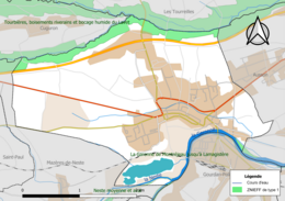 Carte des ZNIEFF de type 1 localisées sur la commune.