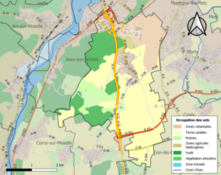 Carte des infrastructures et de l'occupation des sols de la commune en 2018 (CLC).