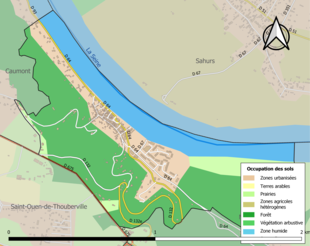 Barevná mapa znázorňující využití půdy.