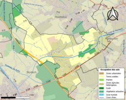 Carte des infrastructures et de l'occupation des sols de la commune en 2018 (CLC).