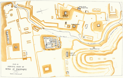 Plan of the principal group of ruins at Palenque