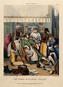 A male Anglo-Indian being washed, dressed and attended. A male Anglo-Indian being washed, dressed and attended by fi Wellcome V0019936.jpg