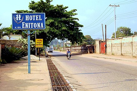 Sign of a hotel in the city of Aba