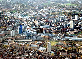 Central Leicester (looking WNW) Aerial-Leicester 2.017.jpg