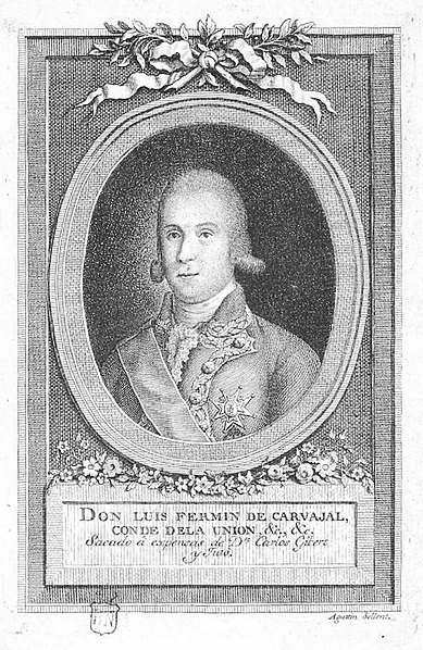 Portrait of Luis Fermín de Carvajal y Vargas, intaglio print.