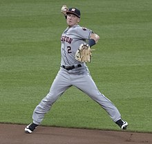 Bregman playing shortstop in 2017 Alex Bregman playing shortstop in 2017 (35688107540).jpg