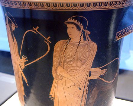 Attic red-figure kathalos painting of Sappho from c. 470 BCE[48]