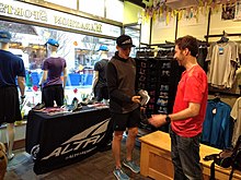 Altra sponsoring a demo run of its shoes at the Marathon Sports store on Boston Altra Running Shoes Demo 2019.jpg