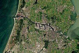 Satellite picture of Amsterdam and North Sea Canal Amsterdam with North Sea Canal by Sentinel-2, 2018-06-30.jpg