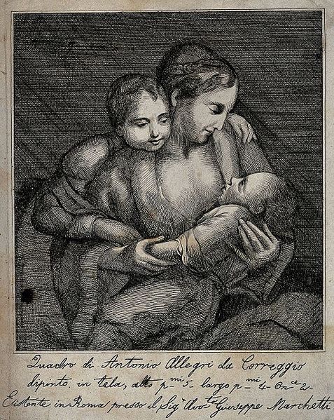 File:An older child looking lovingly over her mother's shoulder a Wellcome V0015013.jpg