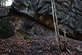 Angular unconformity of Shawangunk Formation overlying Martinsburg Formation at railroad cut near Otisville, New York