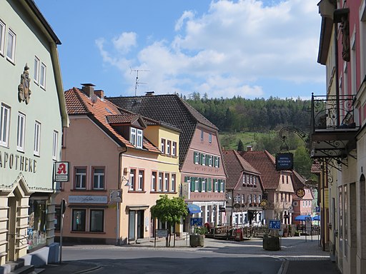 Bad Brückenau, Blick von der B 27 in Richtung Altstadt