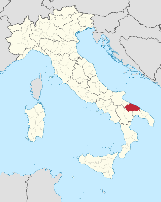 巴里廣域市在意大利的位置
