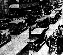 Traffic along a block of Barrack Street, Perth, Western Australia in 1929 Barrack Street traffic 1929.jpg