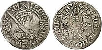 Kurfürst Friedrich III., Johann und Herzog Georg, Bartgroschen von 1492, Münzstätte Zwickau und Schneeberg