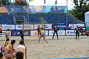 Deutsch: Beachhandball Europameisterschaften 2019 (Beach handball Euro); Tag 3: 4. Juli 2019 – Frauen, Hauptrunde Gruppe II, Deutschland-Spanien 1:2 (18:24, 24:14, 8:9) English: Beach handball Euro; Day 3: 4 July 2019 – Women Main Round Group II – Germany-Spain 1:2 (18:24, 24:14, 8:9)