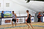 Deutsch: Beachhandball Europameisterschaften 2019 (Beach handball Euro); Tag 2: 3. Juli 2019 – Männer, Vorrunde Gruppe A, Deutschland-Norwegen 2:0 (20:18, 28:12) English: Beach handball Euro; Day 2: 3 July 2019 – Women Preliminary Round Group A – Men Preliminary Round Group A – Germany-Norway 2:0 (20:18, 28:12)