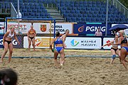 Deutsch: Beachhandball Europameisterschaften 2019 (Beach handball Euro); Tag 5: 6. Juli 2019 – Frauen, Halbfinale, Ungarn-Niederlande 2:0 (19:16, 15:12) English: Beach handball Euro; Day 5: 6 July 2019 – Semifinal Women – Hungary-Netherlands 2:0 (19:16, 15:12)