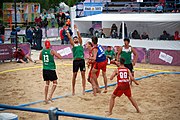 Deutsch: Beachhandball bei den Olympischen Jugendspielen 2018; Tag 5, 10. November 2018; Jungen, Hauptrunde - Ungarn-Portugal 0:2 English: Beach handball at the 2018 Summer Youth Olympics at 11 October 2018 – Boys Main Round – Hungary-Portugal 0:2