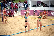 Deutsch: Beachhandball bei den Olympischen Jugendspielen 2018; Tag 5, 10. November 2018; Mädchen, Hauptrunde - Ungarn-Argentinien 1:2 English: Beach handball at the 2018 Summer Youth Olympics at 11 October 2018 – Girls Main Round – Hungary-Argentina 1:2