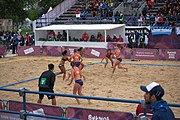 Deutsch: Beachhandball bei den Olympischen Jugendspielen 2018; Tag 5, 10. November 2018; Mädchen, Hauptrunde - Chinese Taipei (Taiwan)-Niederlande 1:2 English: Beach handball at the 2018 Summer Youth Olympics at 11 October 2018 – Girls Main Round – Chinese Taipei (Taiwan)-Netherlands 1:2